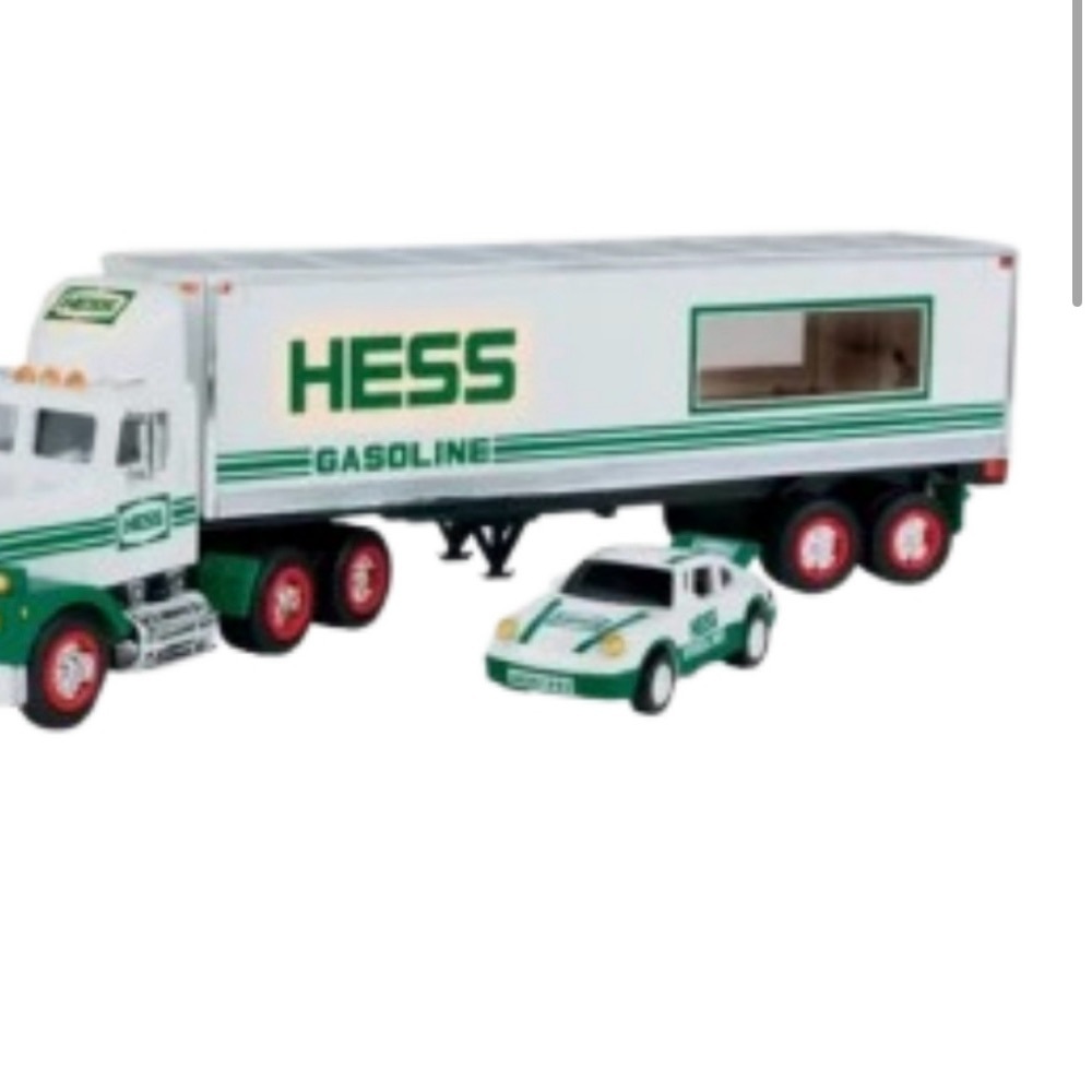 1992 Hess Oil Company 18 Wheeler Toy Truck & Porsche Racer Car With Original Box